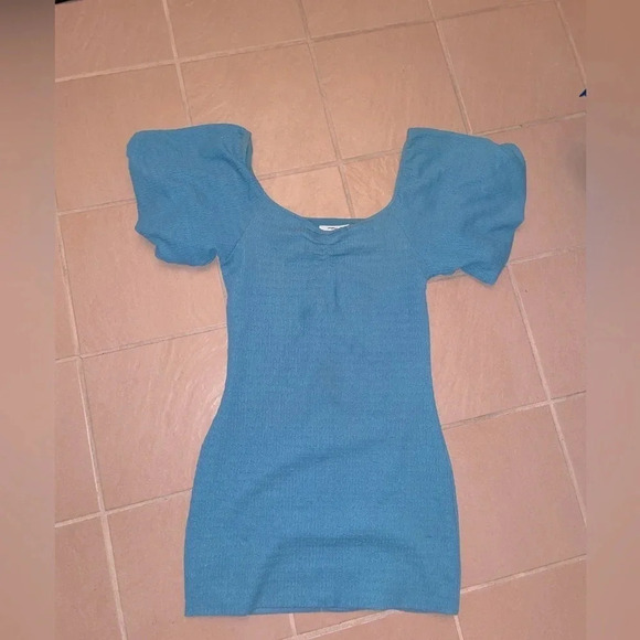 O’NEILL TEAGAN SMOCKED PUFF SLEEVE MINI DRESS ON/ OFF SHOULDER BLUE MEDIUM - Picture 11 of 15